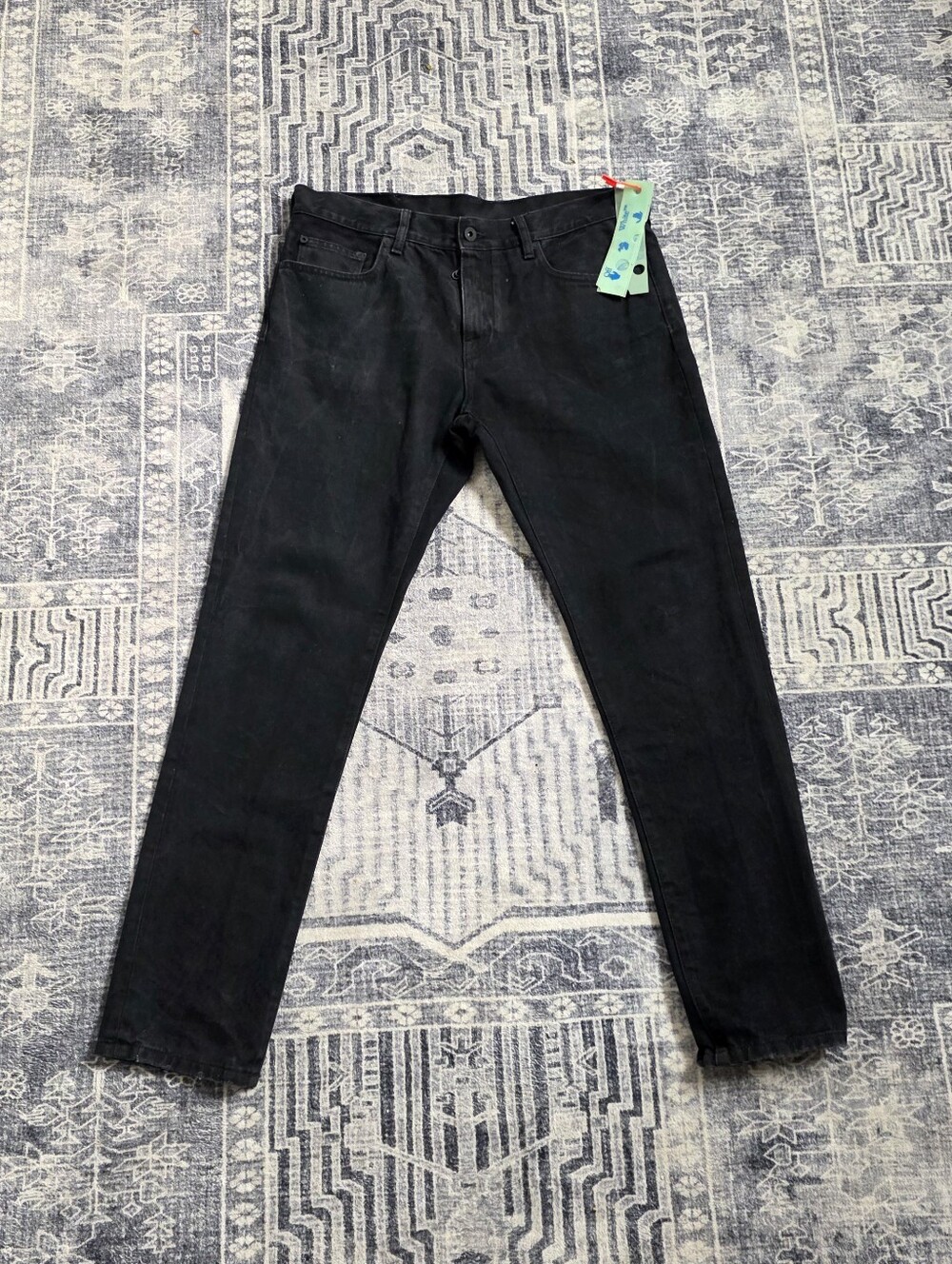 Off-White c/o Virgil Abloh 2013 Black jeans faded Denim hang tag Men's Size 33
